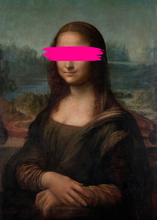 Mona Lisa with Pink Bar Over Eyes