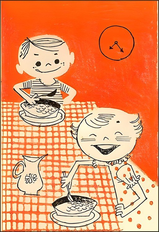 Retro Children Enjoying Breakfast