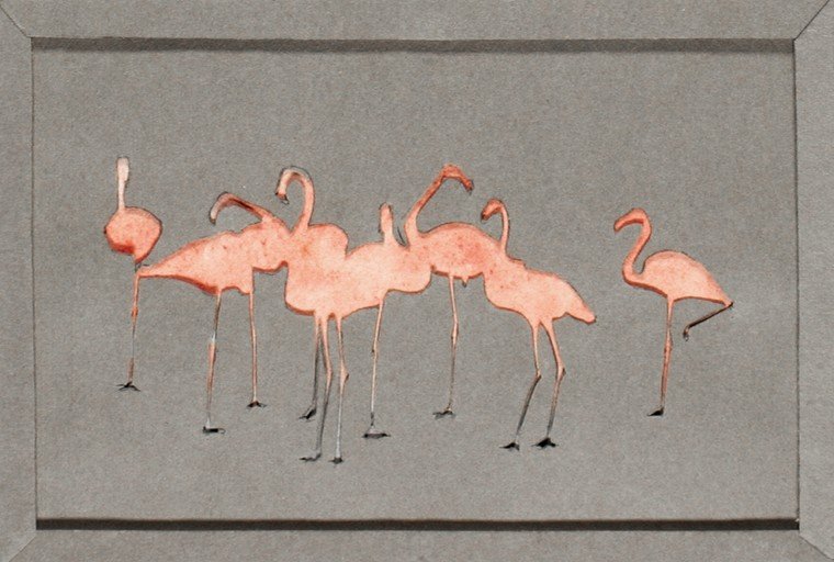 Minimalist Flamingo Flock Art