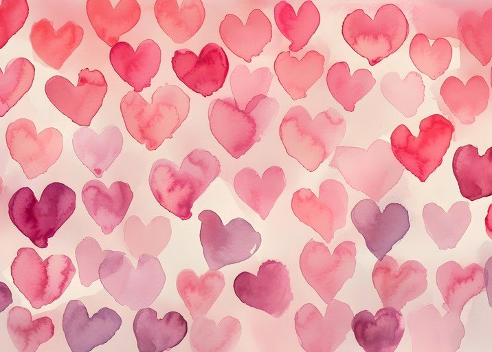 Watercolor Hearts Pattern