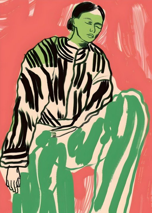 Abstract Portrait of a Person in Striped Clothing