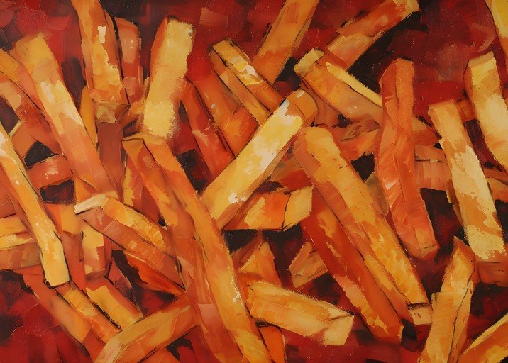 Impressionist Painting of Golden French Fries