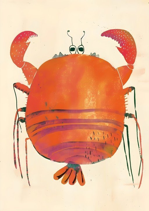Whimsical Orange Crab Illustration