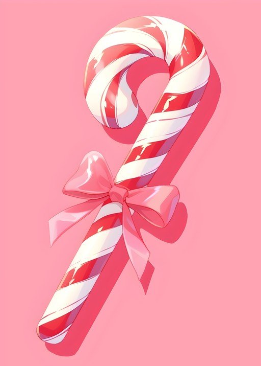 Pink Candy Cane with Bow