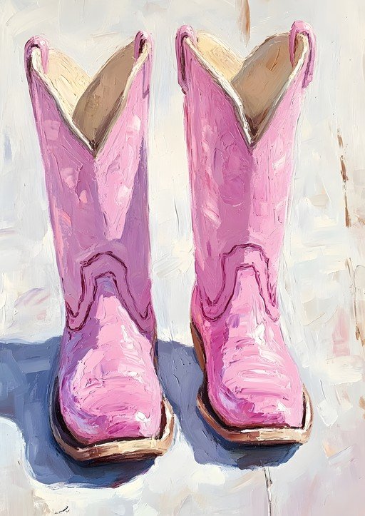 Pink Cowboy Boots Painting