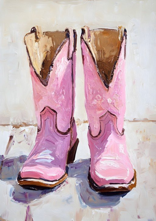 Pink Cowboy Boots Painting