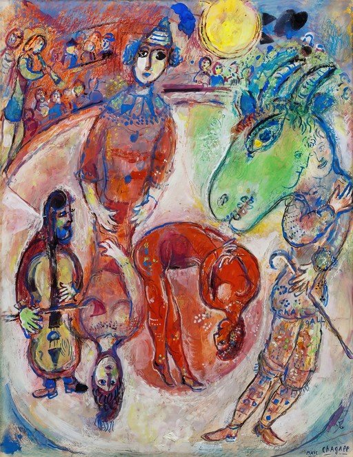 Circus Performers in a Dreamlike Scene