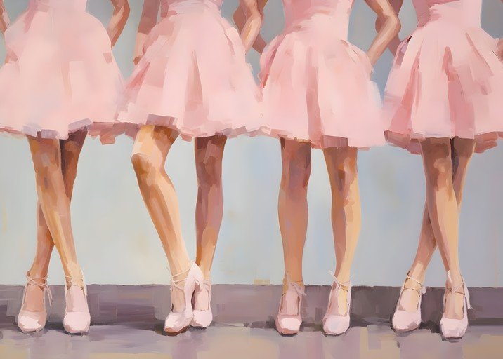 Ballet Dancers in Pink Tutus and Heels