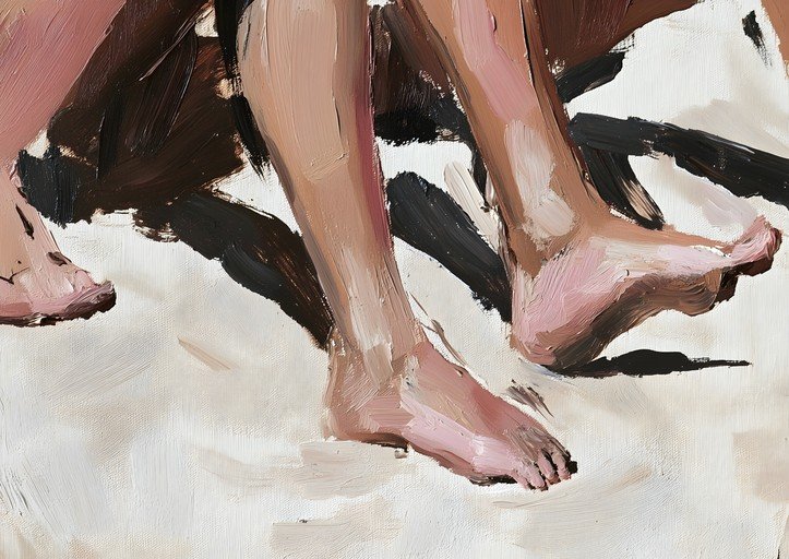 Impressionist Oil Painting of Bare Feet