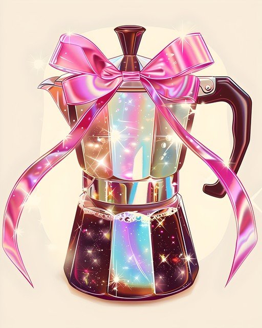 Sparkling Moka Pot with Pink Bow