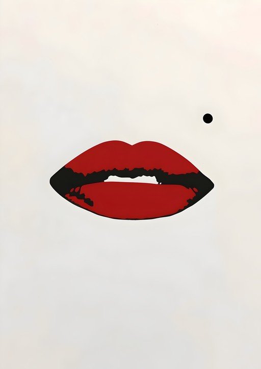 Bold Red Lips with Black Dot