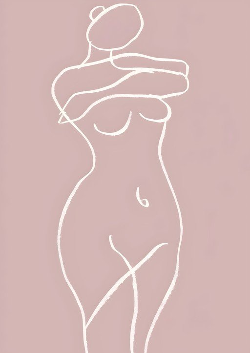 Minimalist Line Art of a Woman's Torso