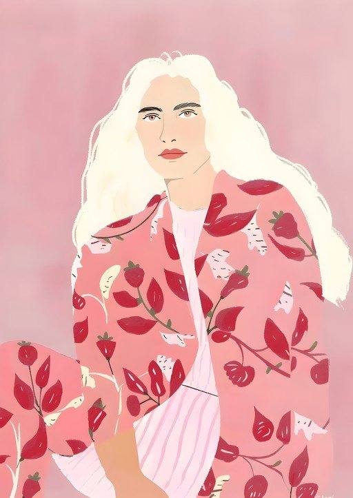 Woman in Floral Print Jacket