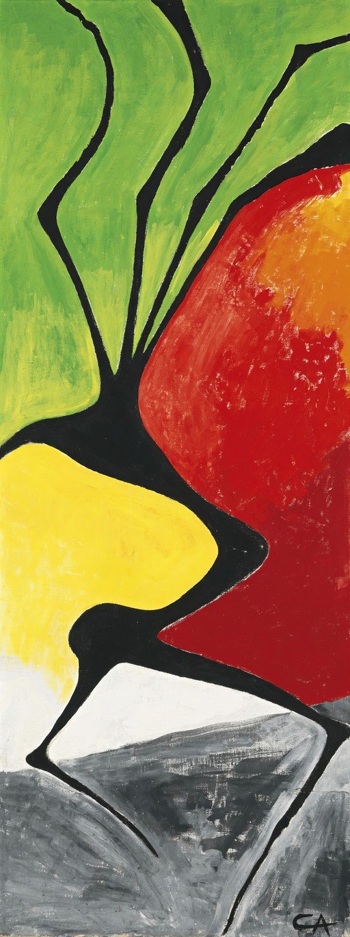 Abstract Composition with Bold Colors and Organic Forms