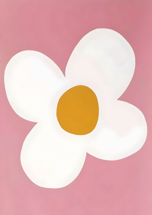 Minimalist White Flower on Pink Background