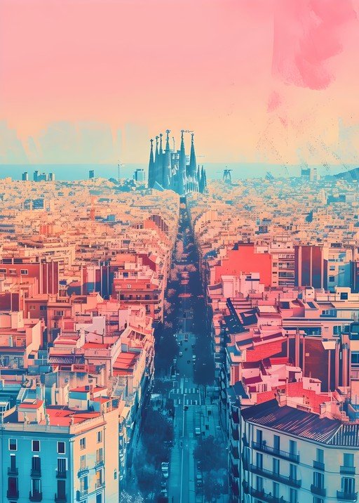 Barcelona Skyline with Sagrada Familia