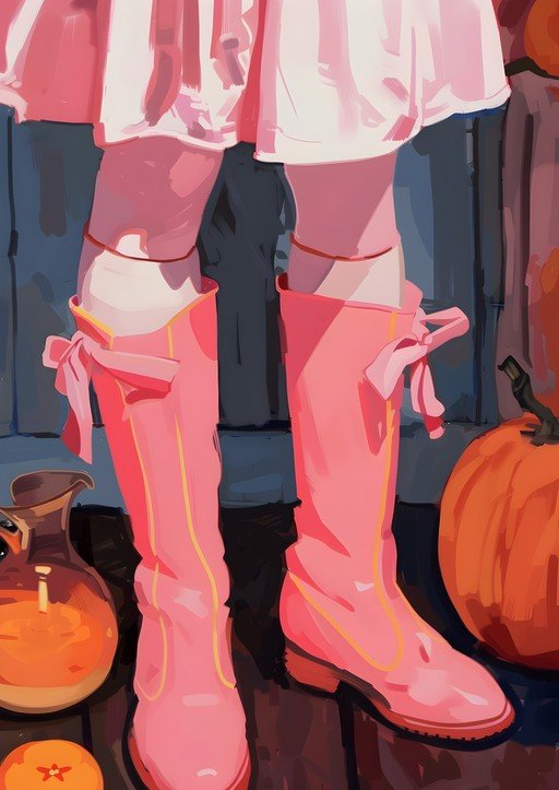 Pink Boots and Autumn Harvest Still Life