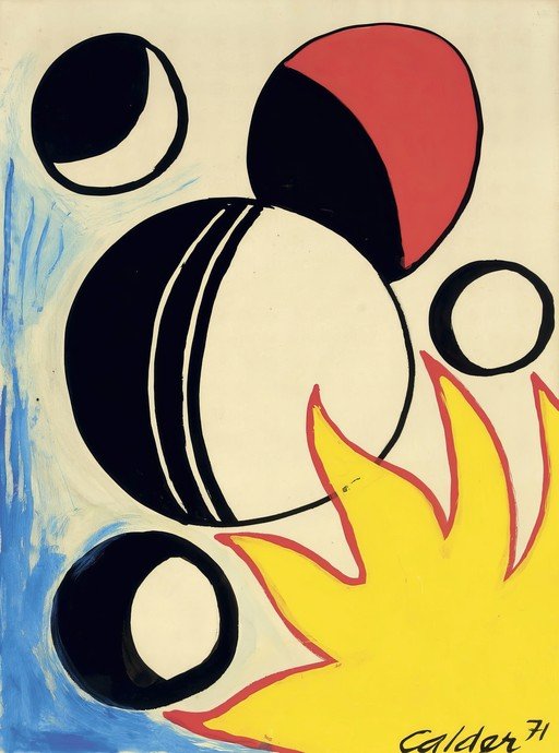Abstract Composition with Circles and Sunburst