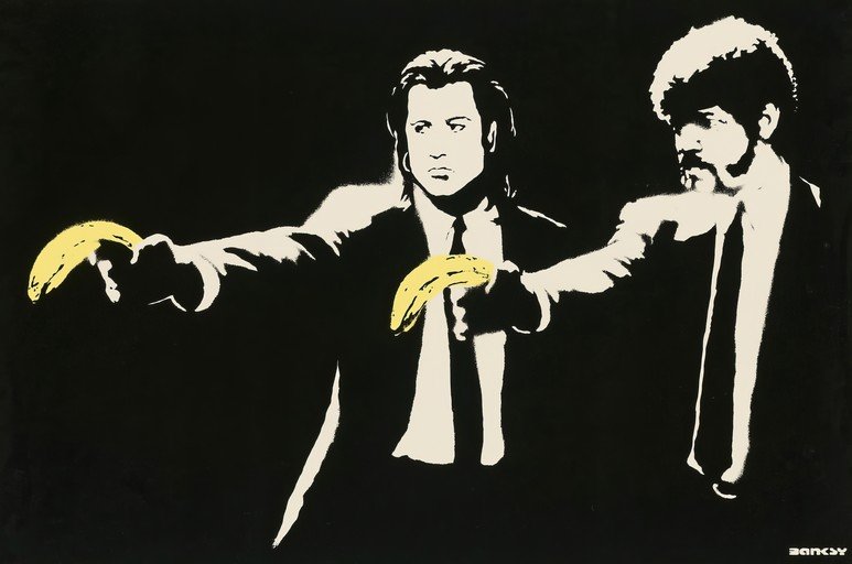 Banksy's Pulp Fiction Banana Stencil Art