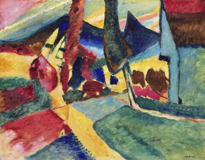 Abstract Landscape Painting with Bold Colors