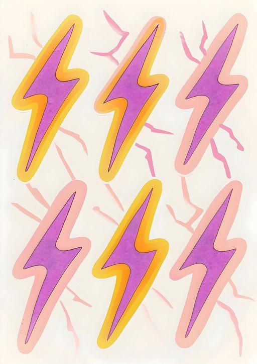 Purple and Yellow Lightning Bolt Graphics
