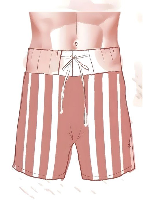 Striped Swim Trunks with Drawstring Waist