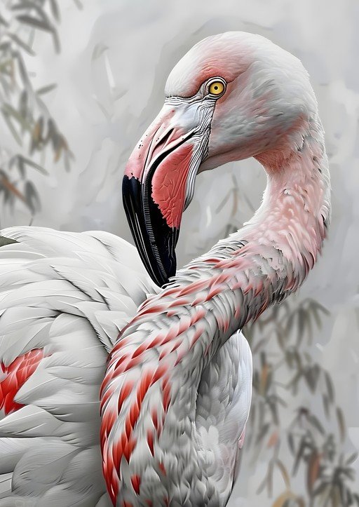 Close-up of a Pink Flamingo's Head and Neck