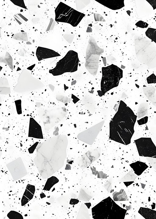 Modern Terrazzo Pattern with Black and White Marble Chips
