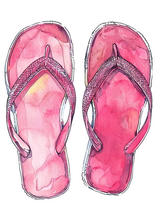 Watercolor Pink Flip-Flops