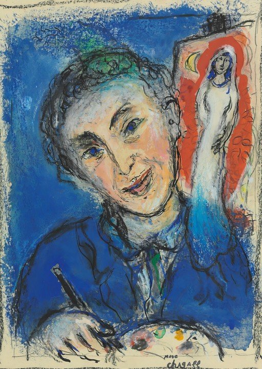 Marc Chagall's Self-Portrait with Palette and Figure