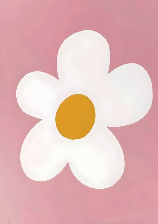 Simple White Daisy on Pink Background