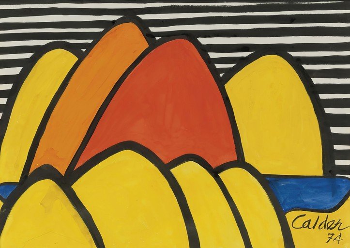 Abstract Landscape with Bold Colors and Stripes