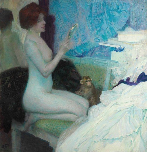 Woman with Monkey and Mirror