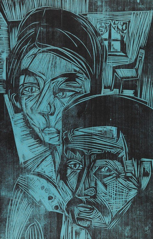 Expressionist Portrait of Two Figures