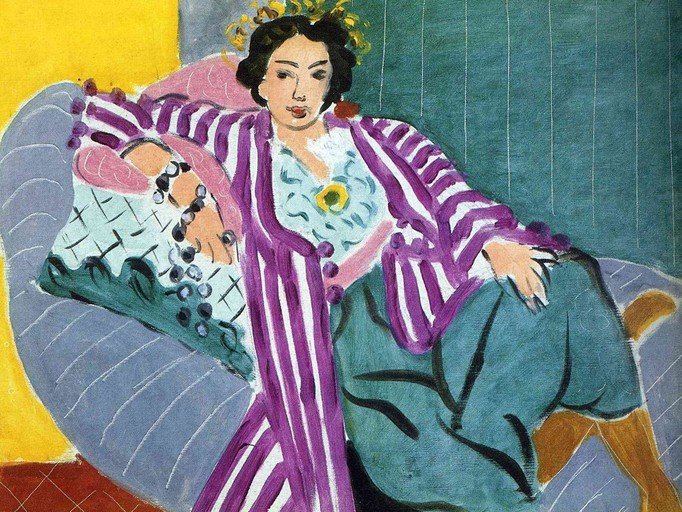 Woman in a Striped Robe