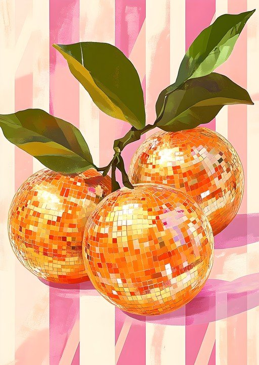 Disco Oranges with Pink Stripes