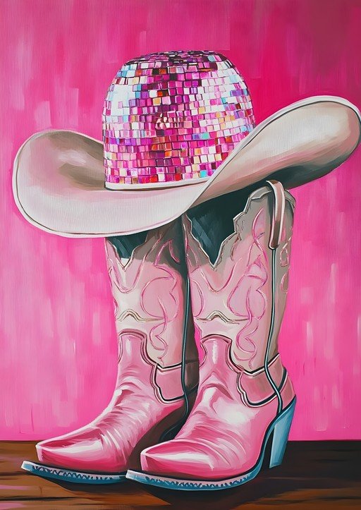 Pink Disco Cowboy Hat and Boots
