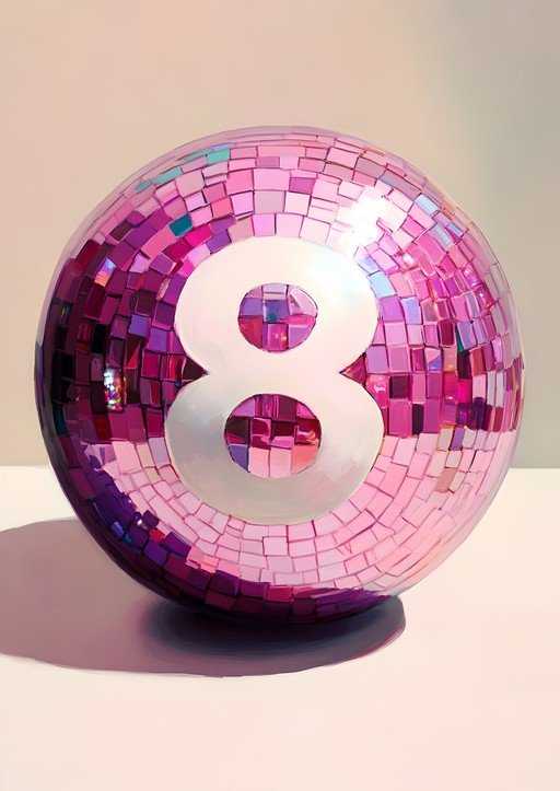 Pink Disco Ball with Number 8