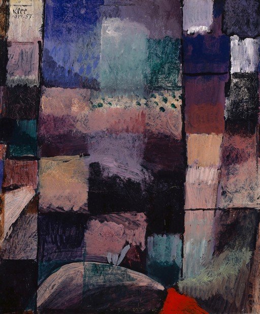 Abstract Composition with Geometric Shapes and Textured Brushstrokes