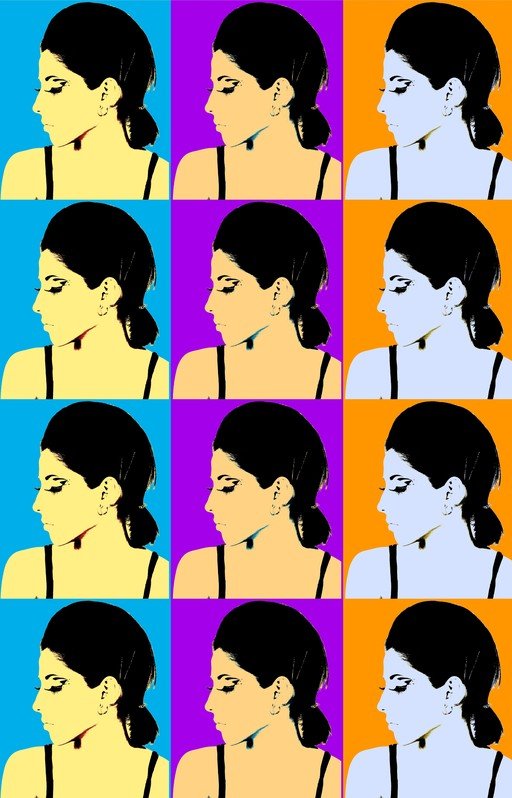 Pop Art Portrait of a Woman in Multiple Colors