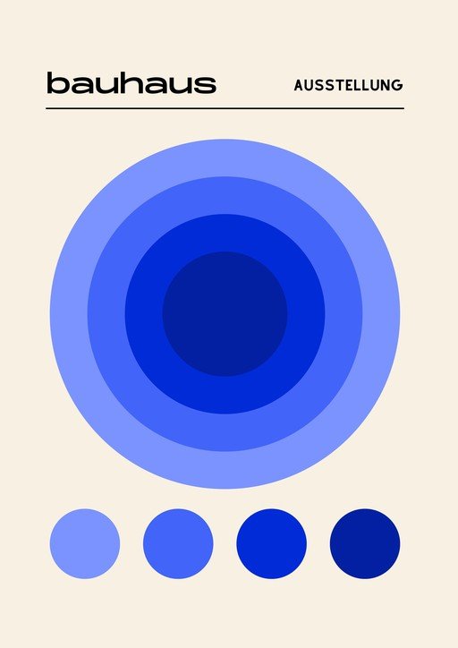 Bauhaus Exhibition Poster with Concentric Blue Circles