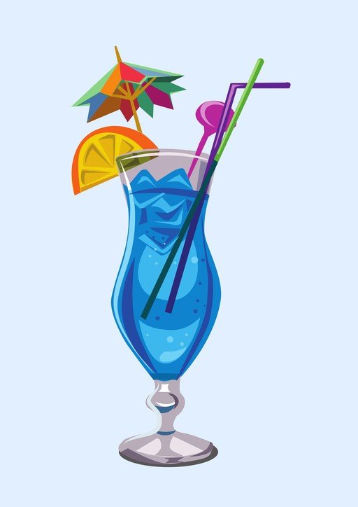 Vibrant Blue Cocktail with Orange Slice and Umbrella