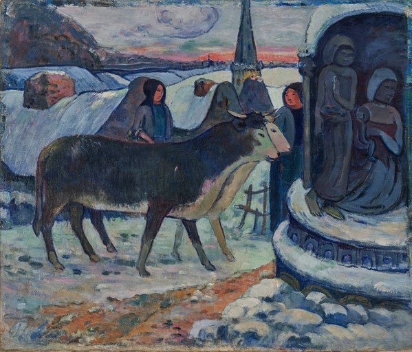 Winter Scene with Cattle and Figures