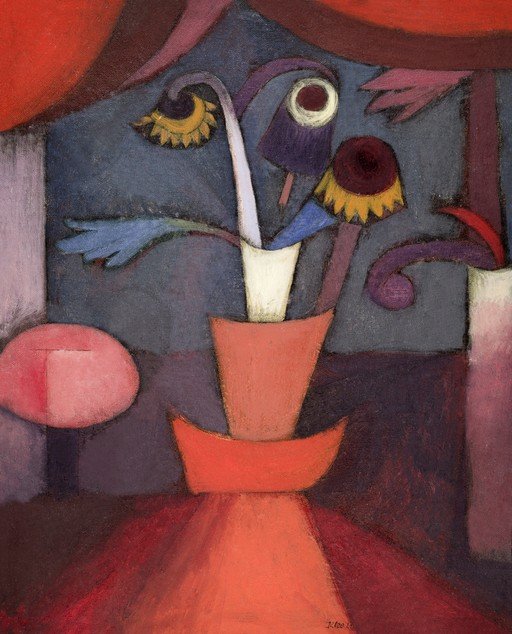 Abstract Still Life with Flowers in a Vase