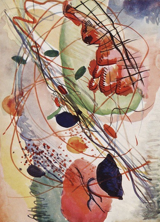 Abstract Composition with Red and Blue Forms