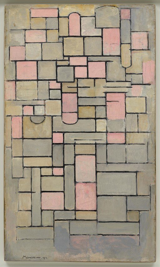 Composition with Pink, Grey, and Yellow