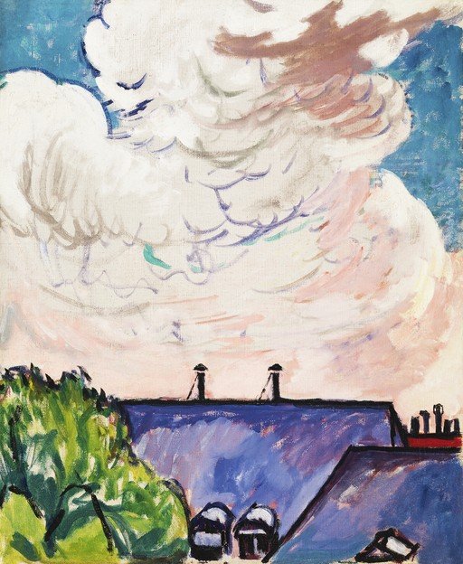 Impressionist Rooftops and Sky