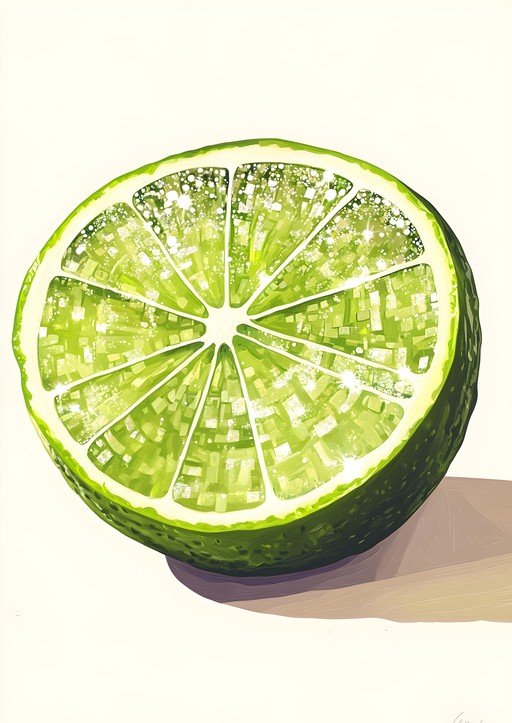 Abstract Lime Slice with Geometric Interior