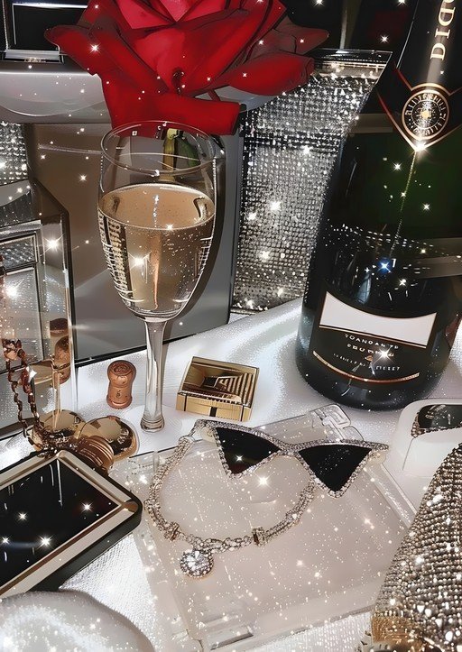 Luxury Celebration: Champagne, Rose, and Sparkle