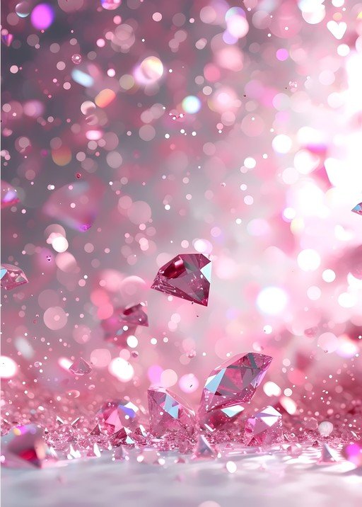 Pink Diamonds Falling in Bokeh Light
